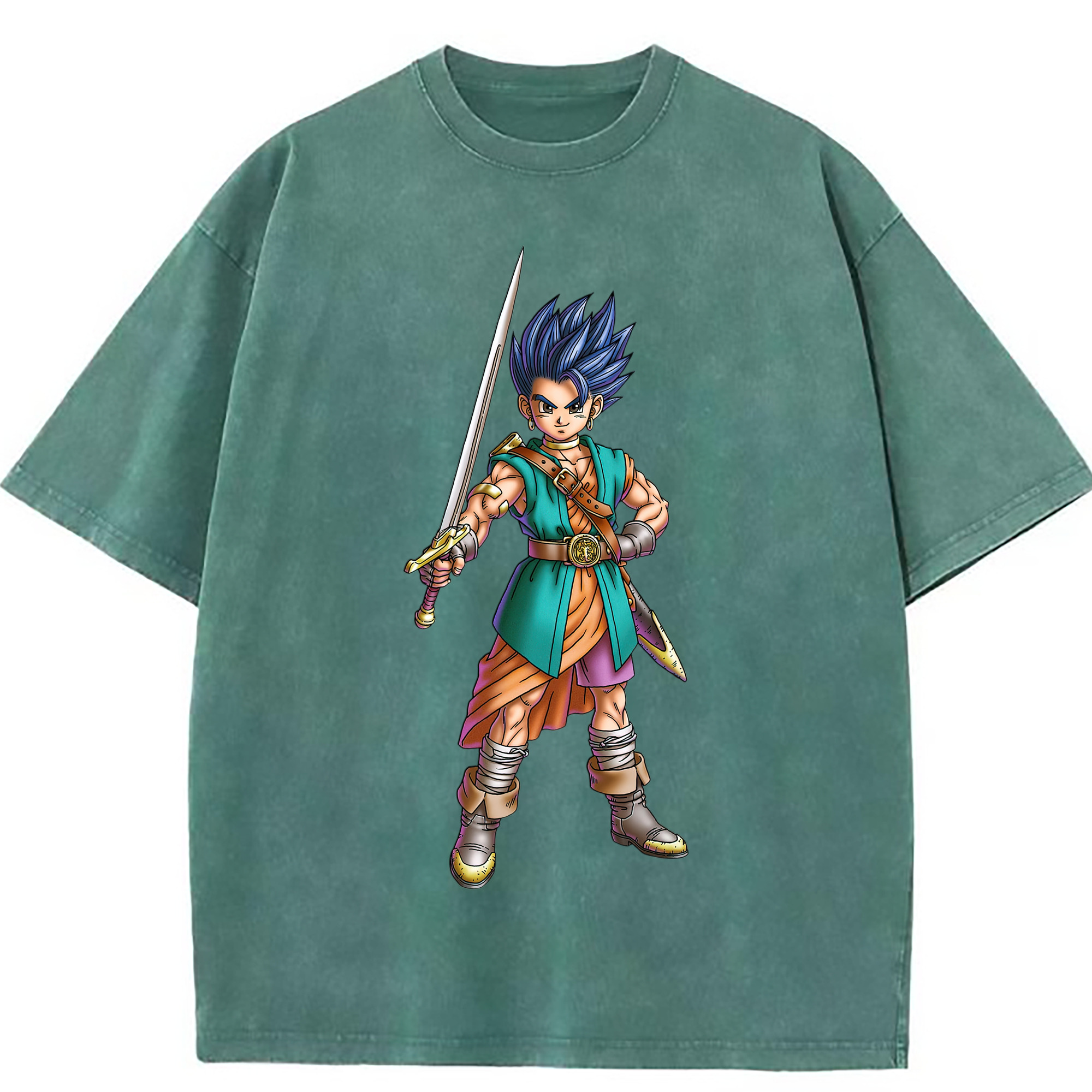 （画像用） ドラゴンクエスト Doragon Kuesuto Dragon Quest 綿100% ヴィンテージ風 半袖Tシャツ（フロントプリント）